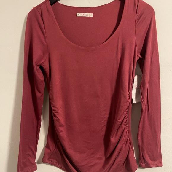 Heart Hips Tops - Heart Hips Scoop Neck Long Sleeve Top in Rosewood